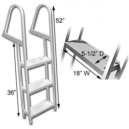 3 Step Traditional Dock or Pontoon Ladder - PontoonBoatTops.com